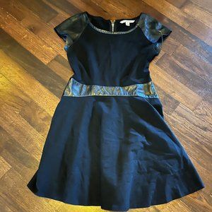 DVF Black dress with Leather Trim